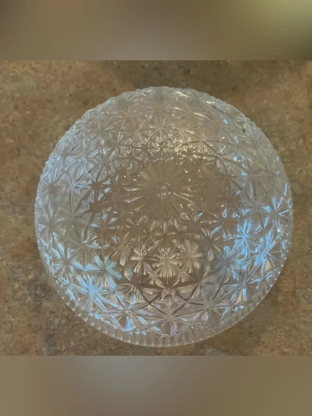 Vintage Pressed Glass Starburst Pattern Ceiling Light Fixture Cover